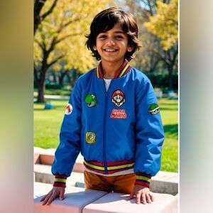 Nintendo Boys Super Mario Varsity Bomber Jacket (Little & Big Boys), Mario